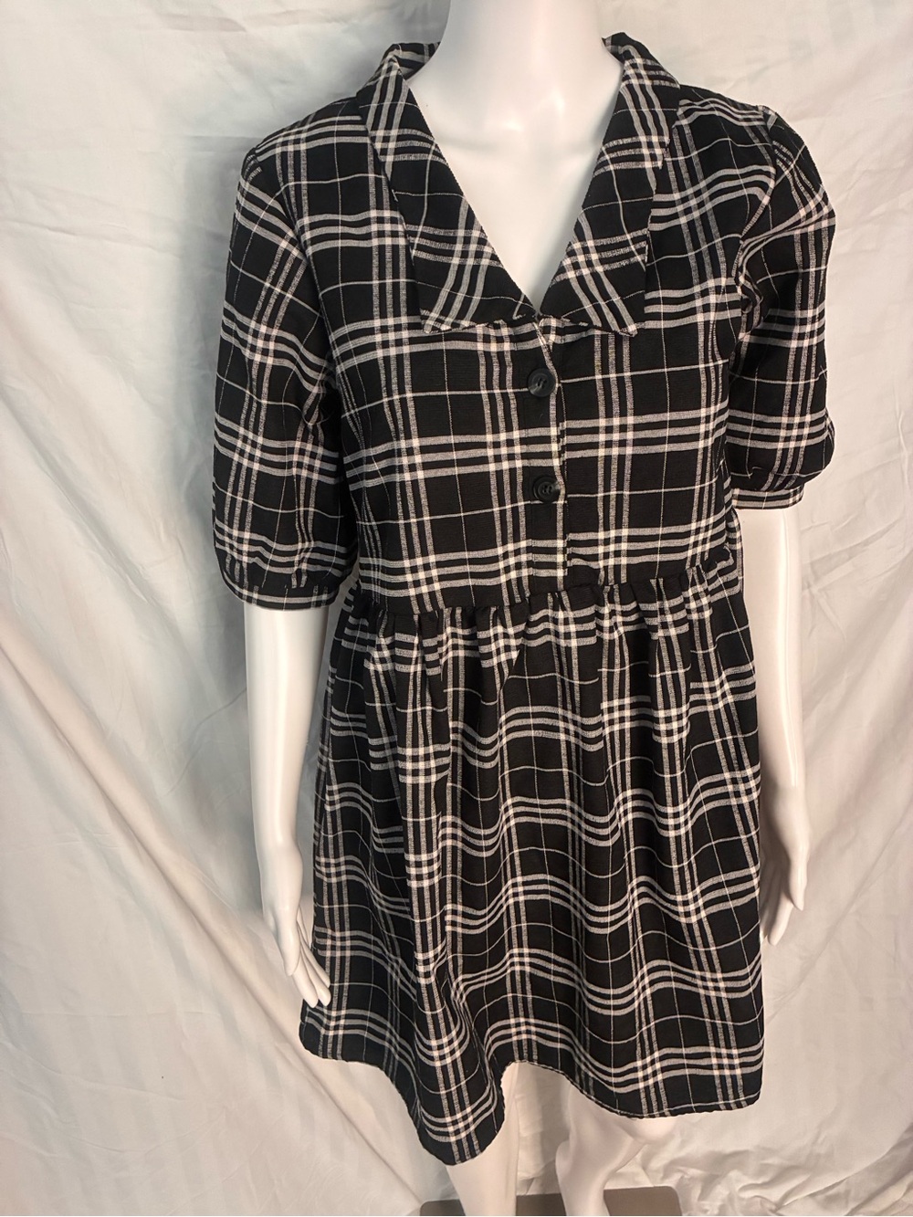 Harper Heritage Black and White Plaid Short Sleeve Women’s Dress